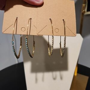 2 Pairs Elegant Gold Hoop Earrings